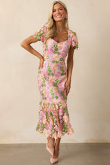 My Debut Lavender Embroidered Floral Midi Dress