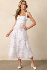 Living In Wonderland Lavender Tulip Floral Midi Dress