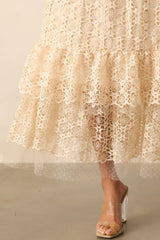In The Long Run Natural Embroidered Midi Dress