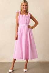Sloane Peony Pink Stripe Cotton Midi Dress