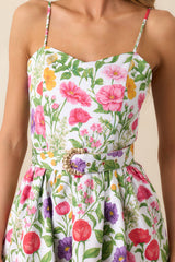 Lauren Secret Garden Floral Belted Cotton Midi Dress