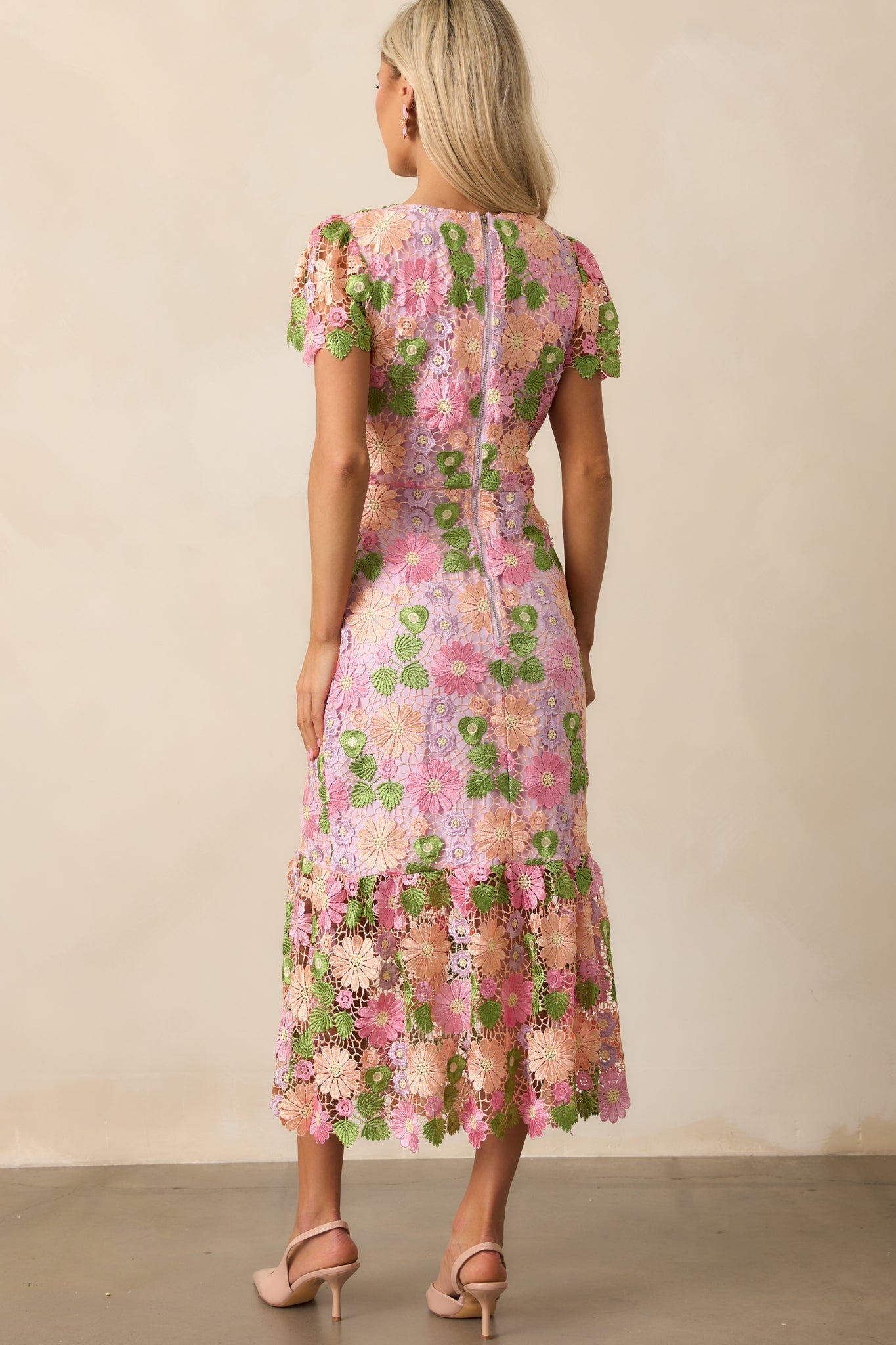 My Debut Lavender Embroidered Floral Midi Dress