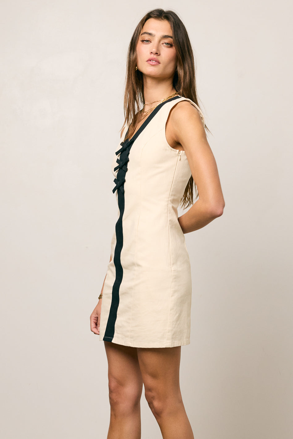 Jaclyn Fitted Mini Dress in Natural