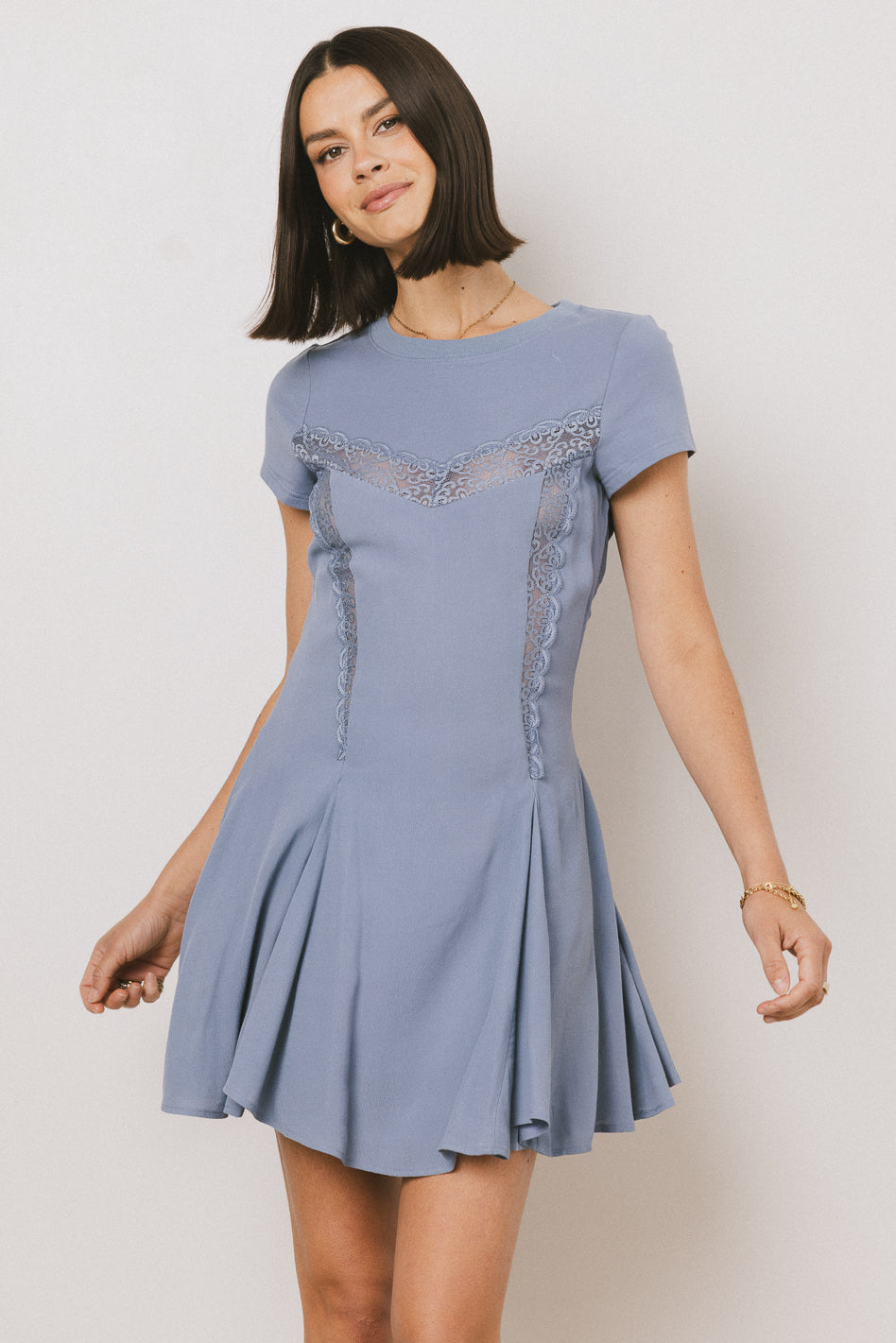 Erin Cap Sleeve Mini Dress in Blue - FINAL SALE