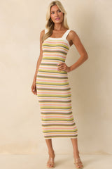 MINKPINK Multi Amelia Knit Stripe Midi Dress