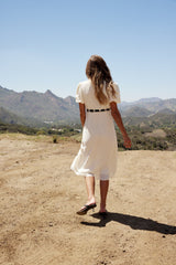 Selah Lace Trim Midi Dress in Cream