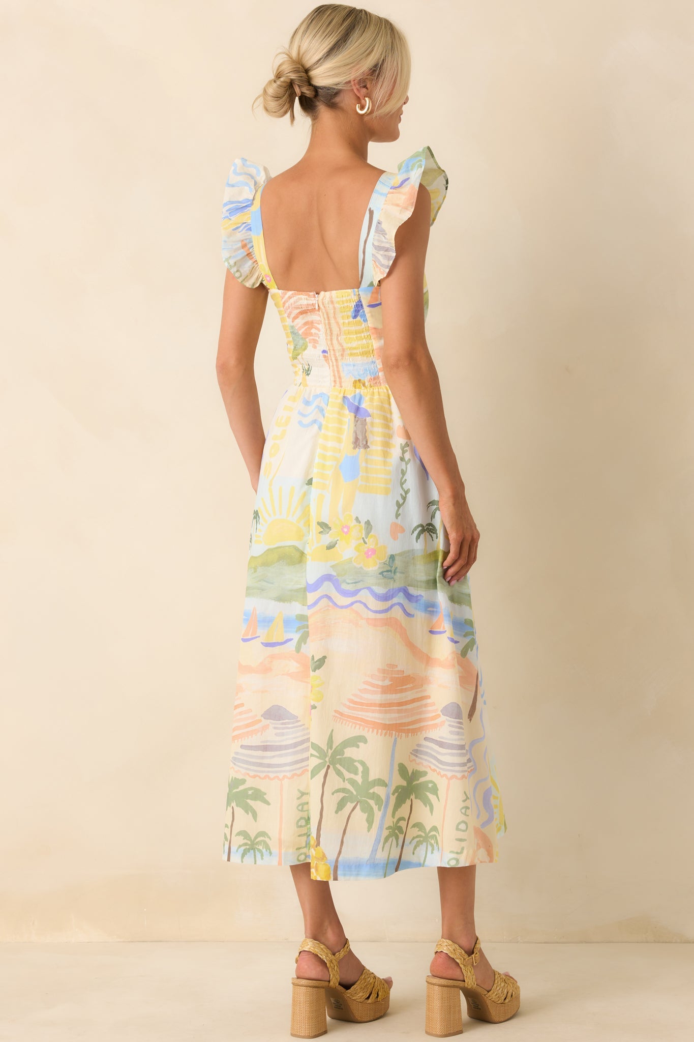 Prosperina Nicola Multi Print Cotton Midi Dress